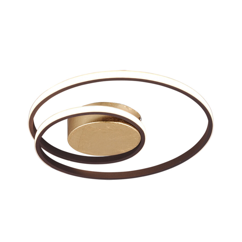 Photograph: Trio Lighting Zibal Rust Round Swirl LED Flush Ceiling Light - 3000K, 3 Stage Dimming
