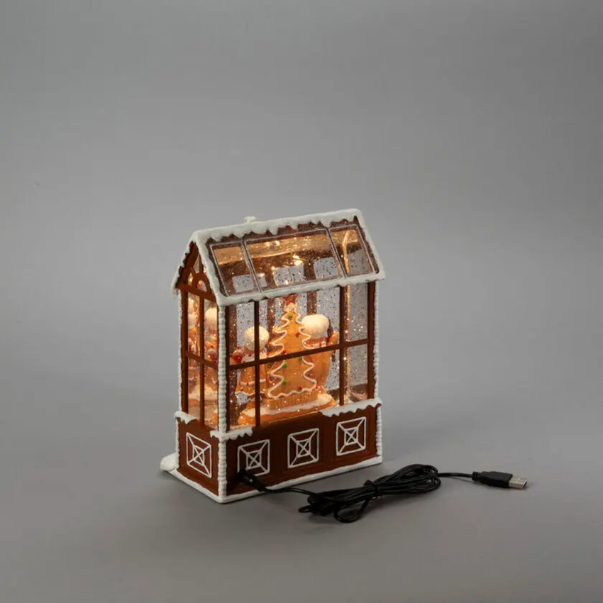 Photograph: Water lantern 3xAA gingerbread house, Warm White Led, timer