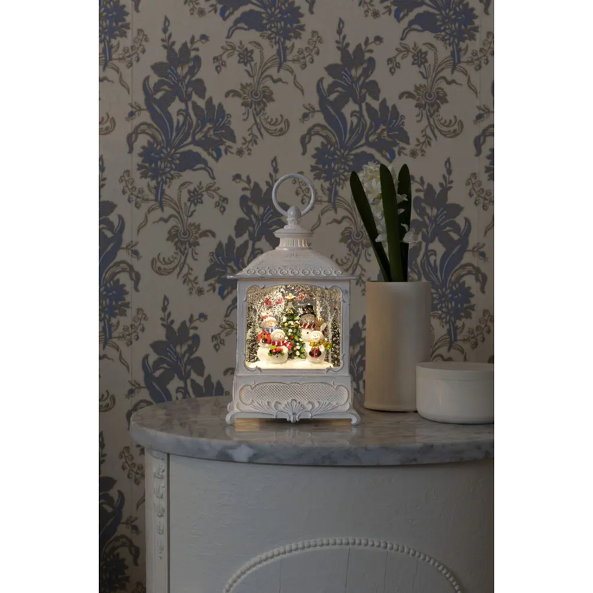 Photograph: Water Lantern Small, White & 4 Snowmen Timer 5H B/O 3 x AA