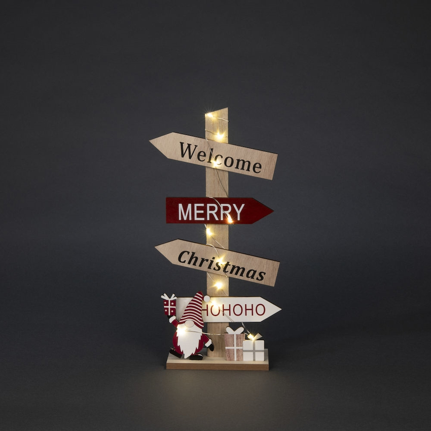 Photograph: Wooden Christmas Decoration Signs With Warm White LED Lights