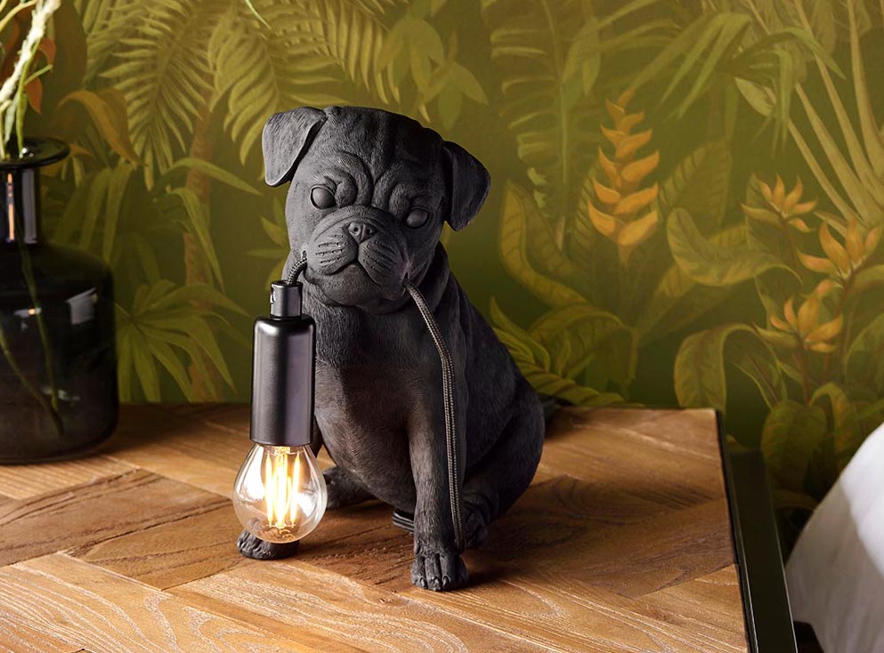 Black Pug Table Lamp