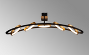 Idolite Tacita 5 Light Led Linear Semi-Flush Ceiling Light In Satin Black/Gold