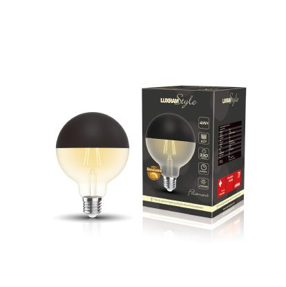4W LED Classic Deco Clear Dimmable G80 Globe Lamp With Black Top - E27, 2700K