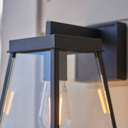 Thorlight Oran Matt Black Exterior Wall Lantern With Clear Glass Panels