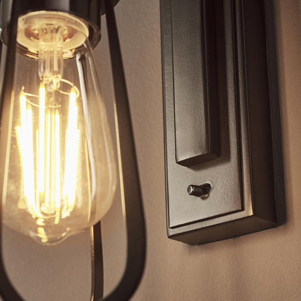 Thorlight Rylee Industrial Matt Black Knurled Wall Light With Black Chrome Detailing