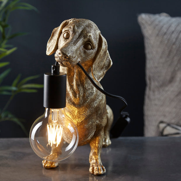 Thorlight Gold Dachshund Table Lamp