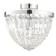 ION/FL Polished Chrome Flush 1 Light Ceiling Light Complete With Crystal Decoration - IP44