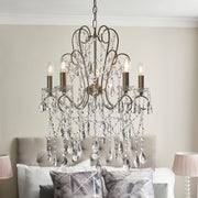 Thorlight Flora 5 Light Chandelier Aged Silver With Clear Faceted Cut Crystal Glass