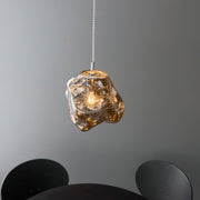Unique Ice Cube Single Pendant Light Polished Chrome With Smoked Glass