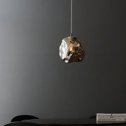 Unique Ice Cube Single Pendant Light Polished Chrome With Smoked Glass