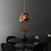 Unique Ice Cube Single Pendant Light Polished Chrome With Copper Glass