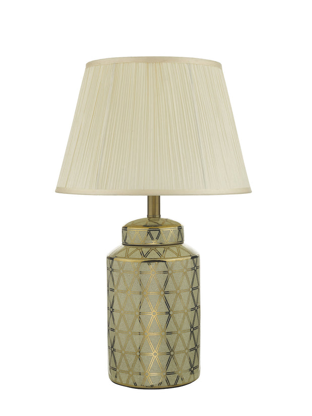 Dar Alwinda ALW4235 Single Table Lamp In Gold Finish Complete With Ivory String Shade
