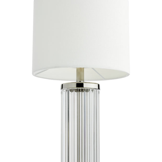 Dar Enrico Rechargeable Led Table Lamp In Polished Nickel With Clear Glass & White Shade