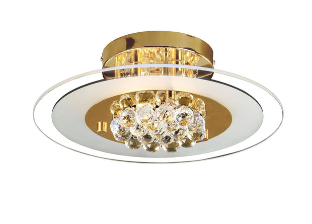 Diyas Delmar IL32021 French Gold 4 Light Round Flush Crystal Ceiling Light