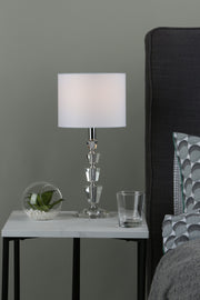 Dar Kody KOD4208 Table Lamp In Crystal & Polished Chrome Finish Complete With White Shade