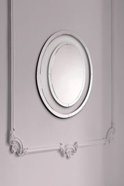 Laura Ashley LA3715727-Q Evie Large Oval Mirror With Clear Glass Border & Mirrored Trim