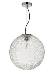 Dar Ossian OSS8608 Large Single Pendant In Polished Chrome Finish With Clear Glass