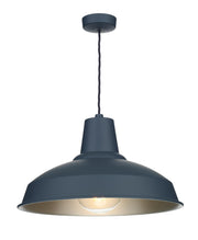 David Hunt Reclamation Smoke Blue Single Pendant Complete With Brushed Chrome Inner - REC0199-09-15-C09 - Display Model