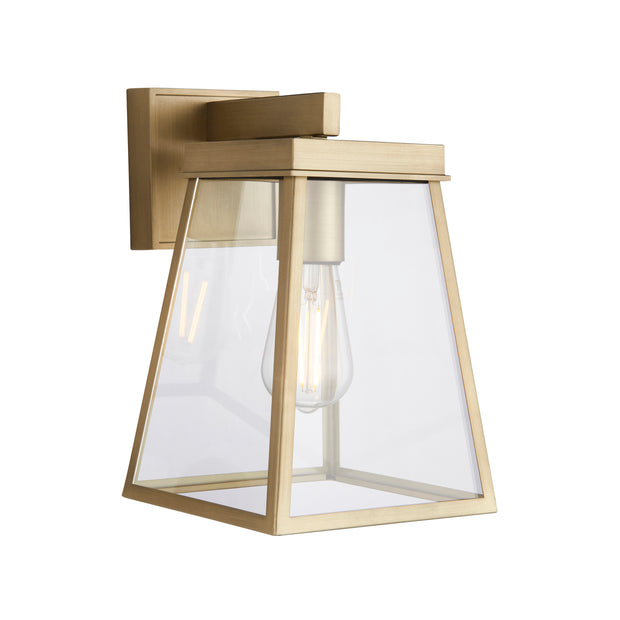 Thorlight Oran Antique Brass Exterior Wall Lantern With Clear Glass Panels