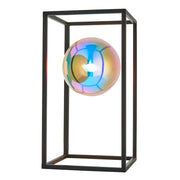 Thorlight Gemi Black Open Frame Table Lamp With Iridescent Glass Globe