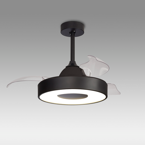 Mantra Coin Mini Modern Led Ceiling Fan Light Black With Remote Control