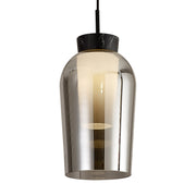 Mantra Nora Black 1 Light Pendant Complete With Smoked Glass, Frosted Inner And Marble Detailing