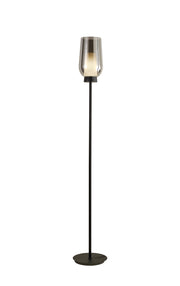 Mantra Nora Black Floor Lamp With Smoked Glass, Frosted Inner And Marble Detailing