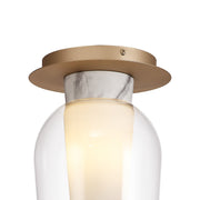 Mantra Nora Gold Flush Ceiling Light With Clear Glass, Frosted Inner And Marble Detailing