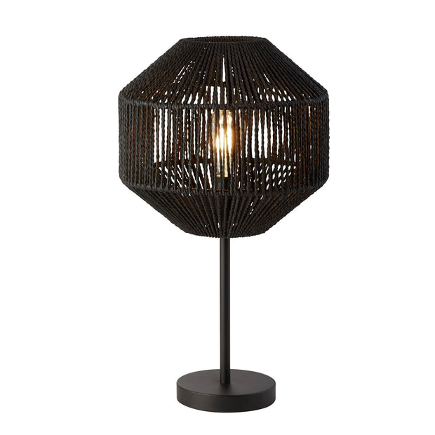 Matt Black Wicker 1 Light Table Lamp