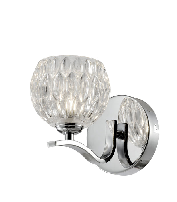 Stylish Lighting Utah Polished Chrome Single Wall Light Complete With Clear Glass
