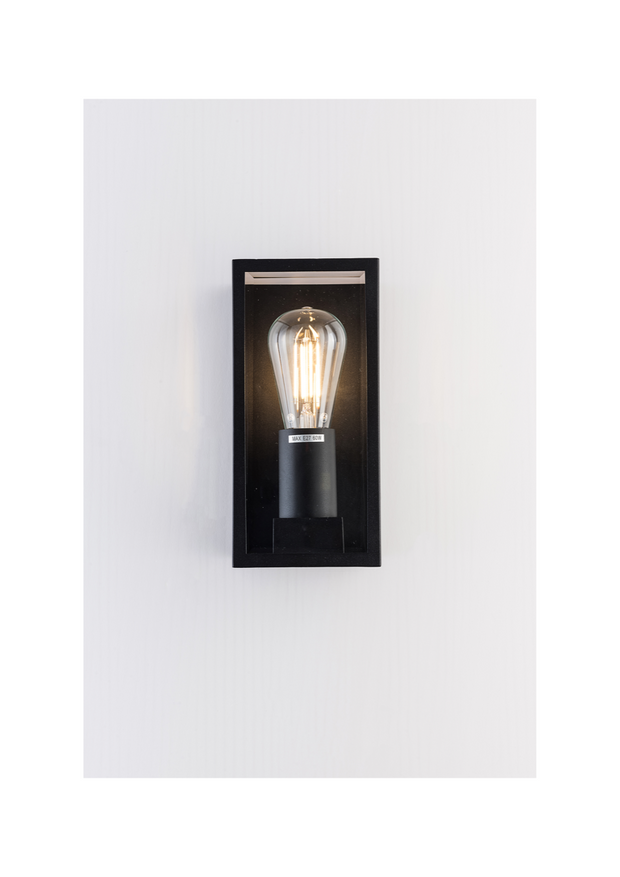 Stylish Lighting Hawai Black Exterior Wall Light Complete With Clear Glass Panels - IP44