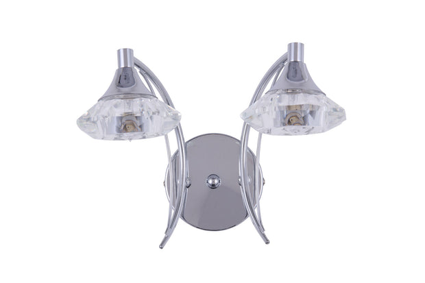 Stylish Lighting Oregon Polished Chrome Double Wall Light Complete With Clear Glasses