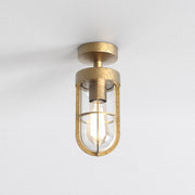 Astro Cabin Brass Coastal Exterior Semi Flush Ceiling Light Complete With Clear Lens - IP44