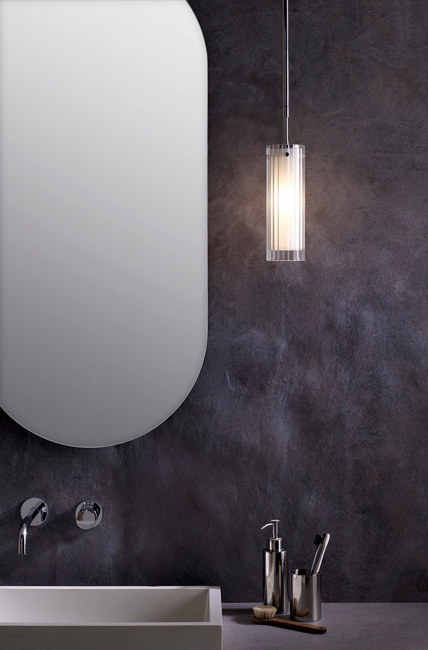 Astro Ottavino Polished Chrome Bathroom Pendant With Clear Ribbed Glass - IP44