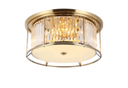 Idolite Petra 6 Light Round Flush Ceiling Light Antique Brass With Clear Crystal