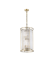 Idolite Petra 2 Tier 6 Light Pendant/Semi-Flush Ceiling Light Antique Brass With Clear Crystal