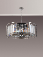 Idolite Petra 10 Light Large Round Pendant Polished Nickel With Clear Crystal