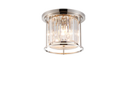 Idolite Petra 3 Light Round Flush Ceiling Light Polished Nickel With Clear Crystal