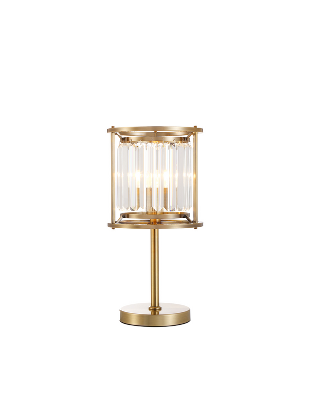 Idolite Petra 1 Light Table Lamp Antique Brass With Clear Crystal