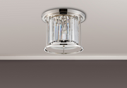 Idolite Petra 3 Light Round Flush Ceiling Light Polished Nickel With Clear Crystal
