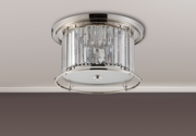Idolite Petra 4 Light Round Flush Ceiling Light Polished Nickel With Clear Crystal