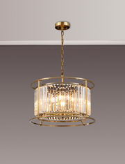 Idolite Petra 6 Light Pendant/Semi-Flush Ceiling Light Antique Brass With Clear Crystal