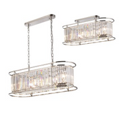 Idolite Petra 7 Light Oval Linear Bar Pendant/Semi-Flush Ceiling Light Polished Nickel With Clear Crystal