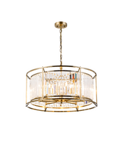 Idolite Petra 8 Light Pendant/Semi-Flush Ceiling Light Antique Brass With Clear Crystal