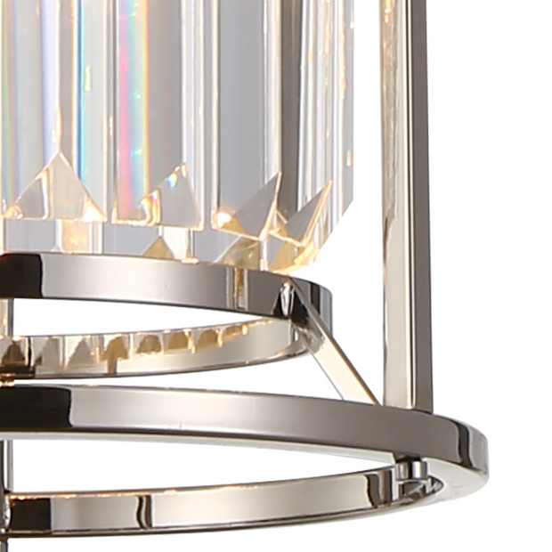 Idolite Petra Single Pendant/Semi-Flush Ceiling Light Polished Nickel With Clear Crystal