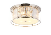Idolite Petra 6 Light Round Flush Ceiling Light Polished Nickel With Clear Crystal
