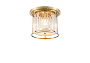 Idolite Petra 3 Light Round Flush Ceiling Light Antique Brass With Clear Crystal