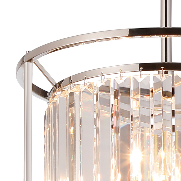 Idolite Petra 2 Tier 6 Light Pendant/Semi-Flush Ceiling Light Polished Nickel With Clear Crystal