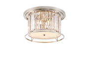 Idolite Petra 4 Light Round Flush Ceiling Light Polished Nickel With Clear Crystal