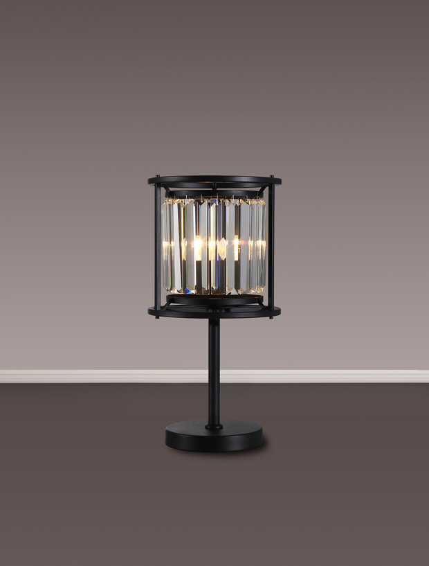 Idolite Petra 1 Light Table Lamp Satin Black With Clear Crystal